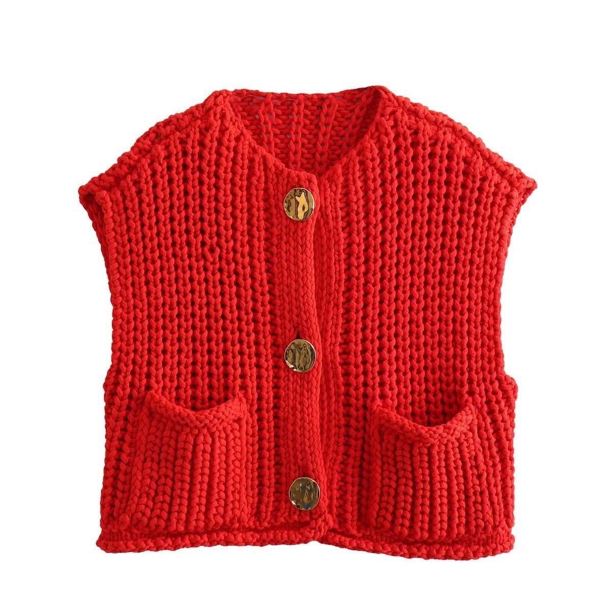 Women's Sleeveless Knit Vest with Pockets
