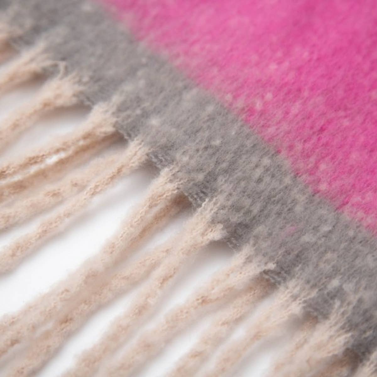 Chunky Fringe Stripe Scarf ?  Winter Yarn Wrap