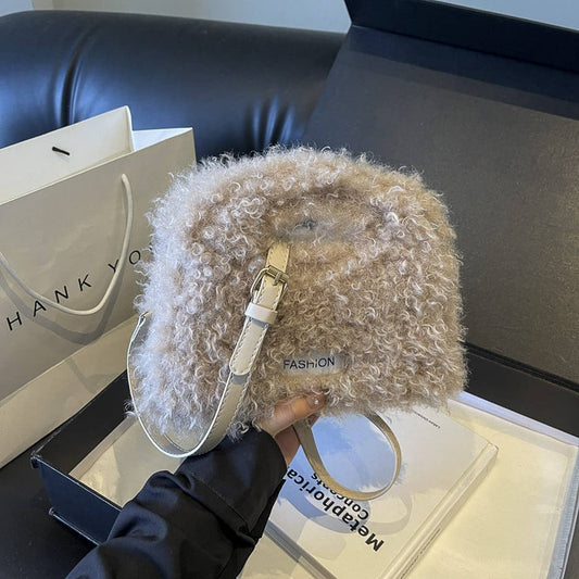 WINTER ONE-SHOULDER CROSSBODY LAMB WOOL PLUSH BAG_CWAB3968