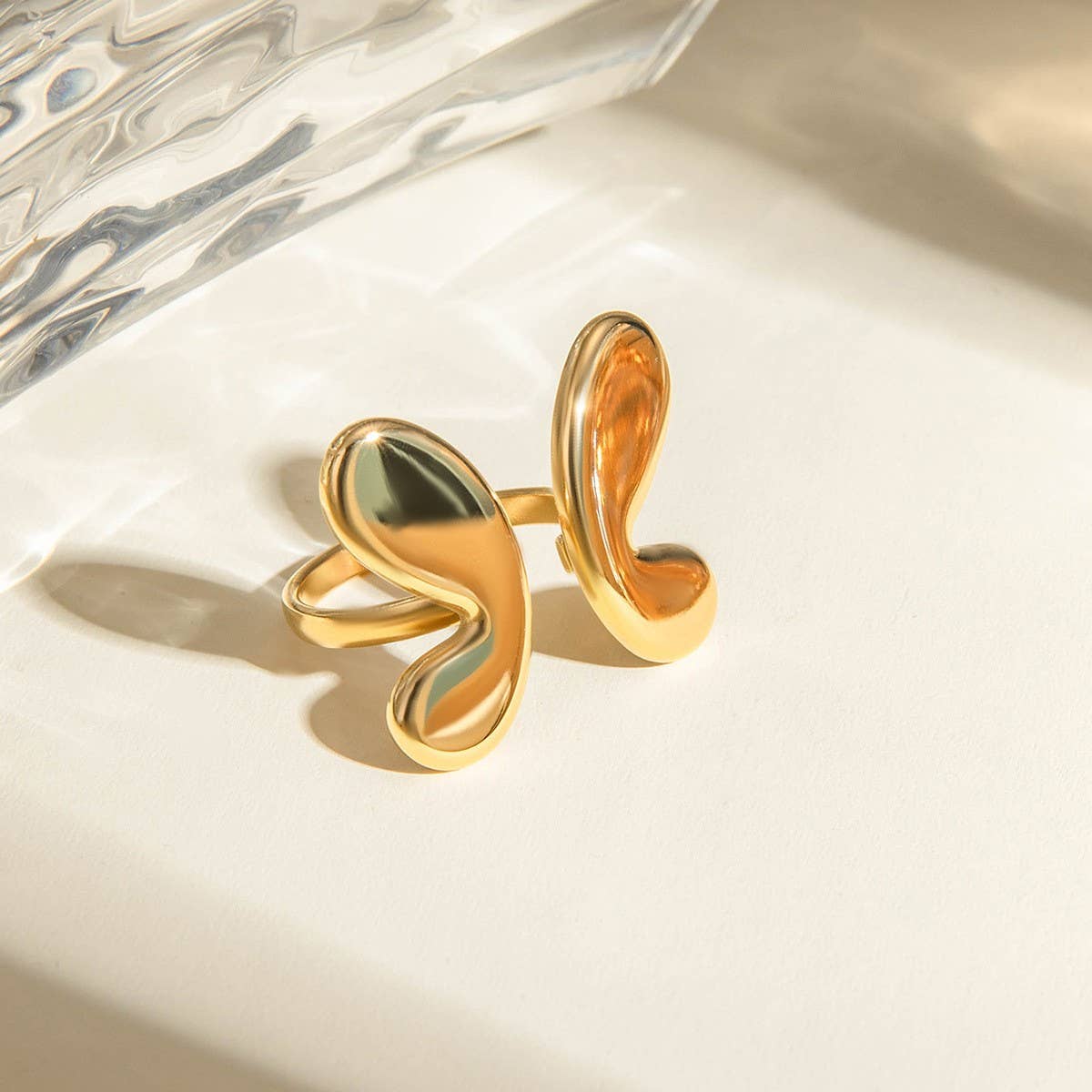 EUROPEAN AND AMERICAN SMOOTH BUTTERFLY OPEN RING_CWAJE1878