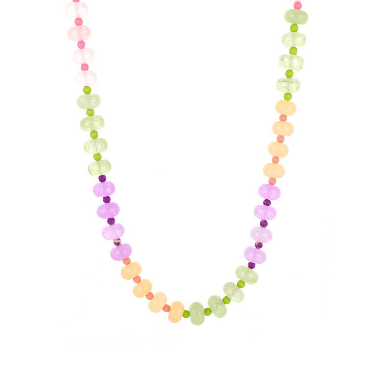 Pink-Green Natural Stone Beaded Necklace_CWMM8839
