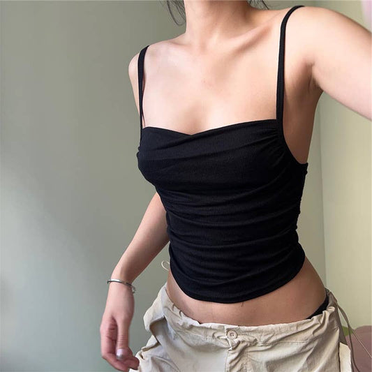 Fashion sexy minimalist sleeveless crop top