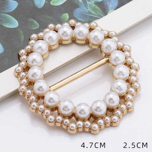 METAL PEARL WITH DIAMOND SCARF RING WITH LUSTER