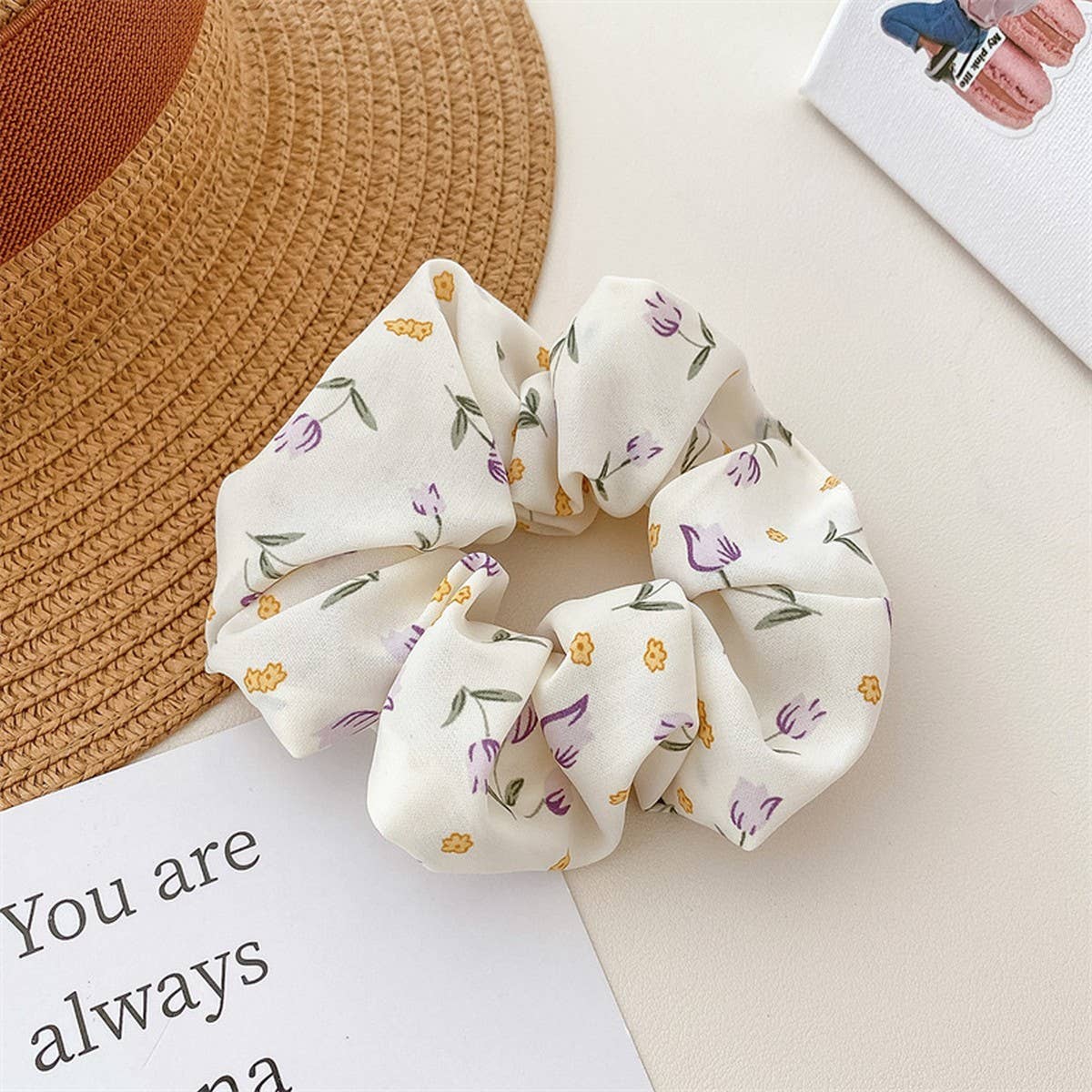 WOMEN FRESH FABRIC BROKEN FLOWER HAIR TIE_CWAHA0841