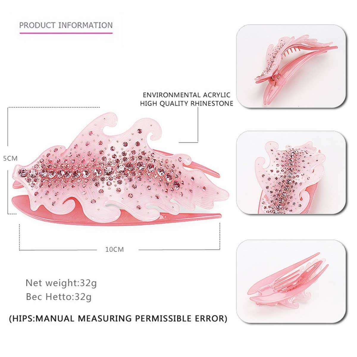 RHINESTONE DUCKBILL CLIP COMB HAIRPIN HAIRPIN