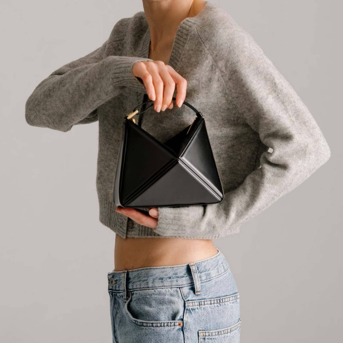 TRIANGULAR RHOMBUS STITCHING FOLDING SHOULDER BAG_CWAB1933