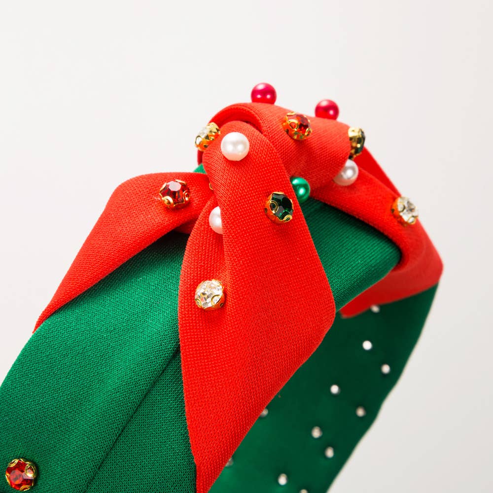 CHRISTMAS RED GREEN HAIR HOOP NAIL BEADS