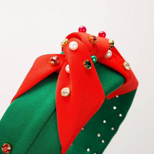 CHRISTMAS RED GREEN HAIR HOOP NAIL BEADS