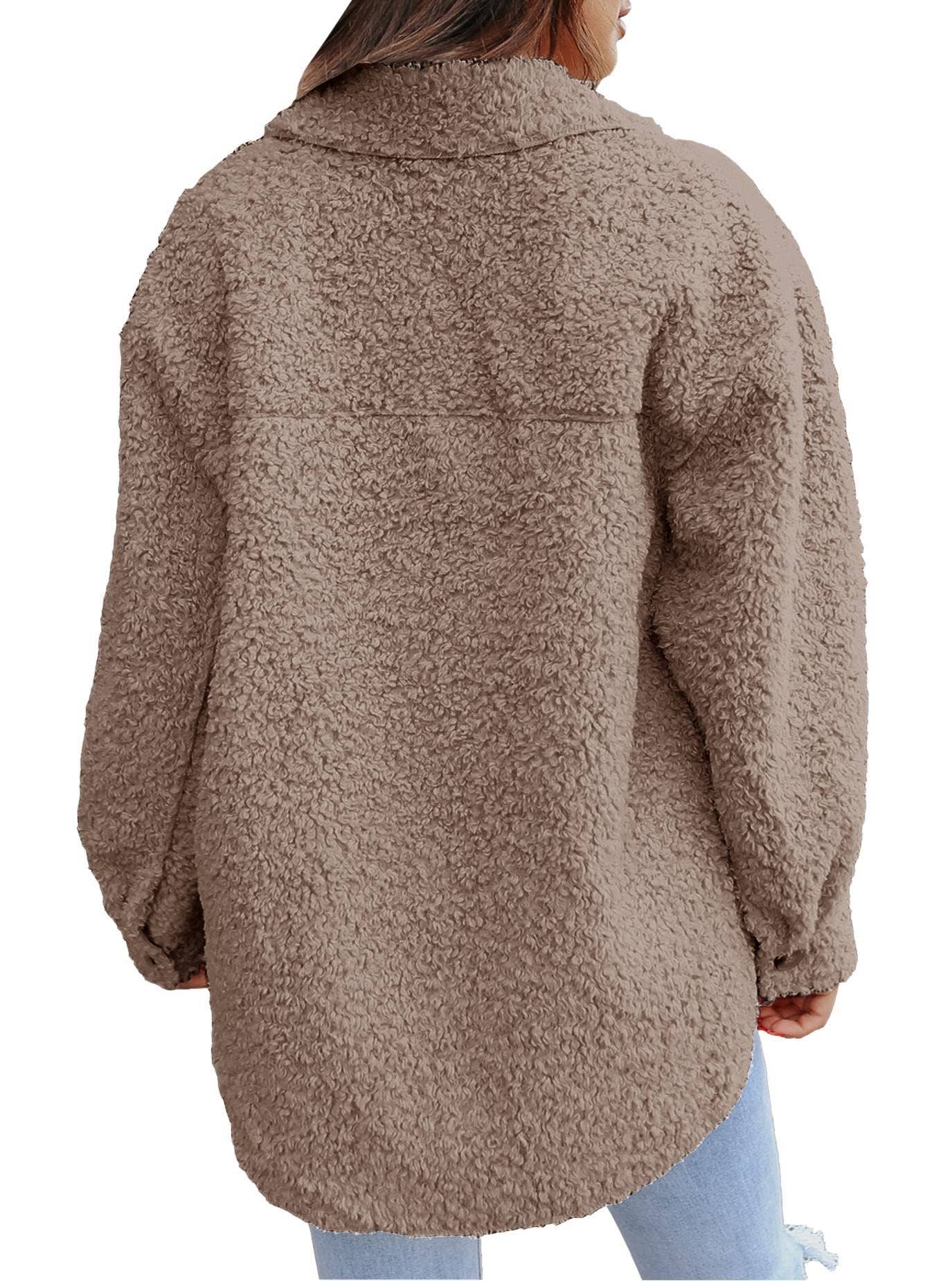 Turkish fleece solid color single breasted coat
