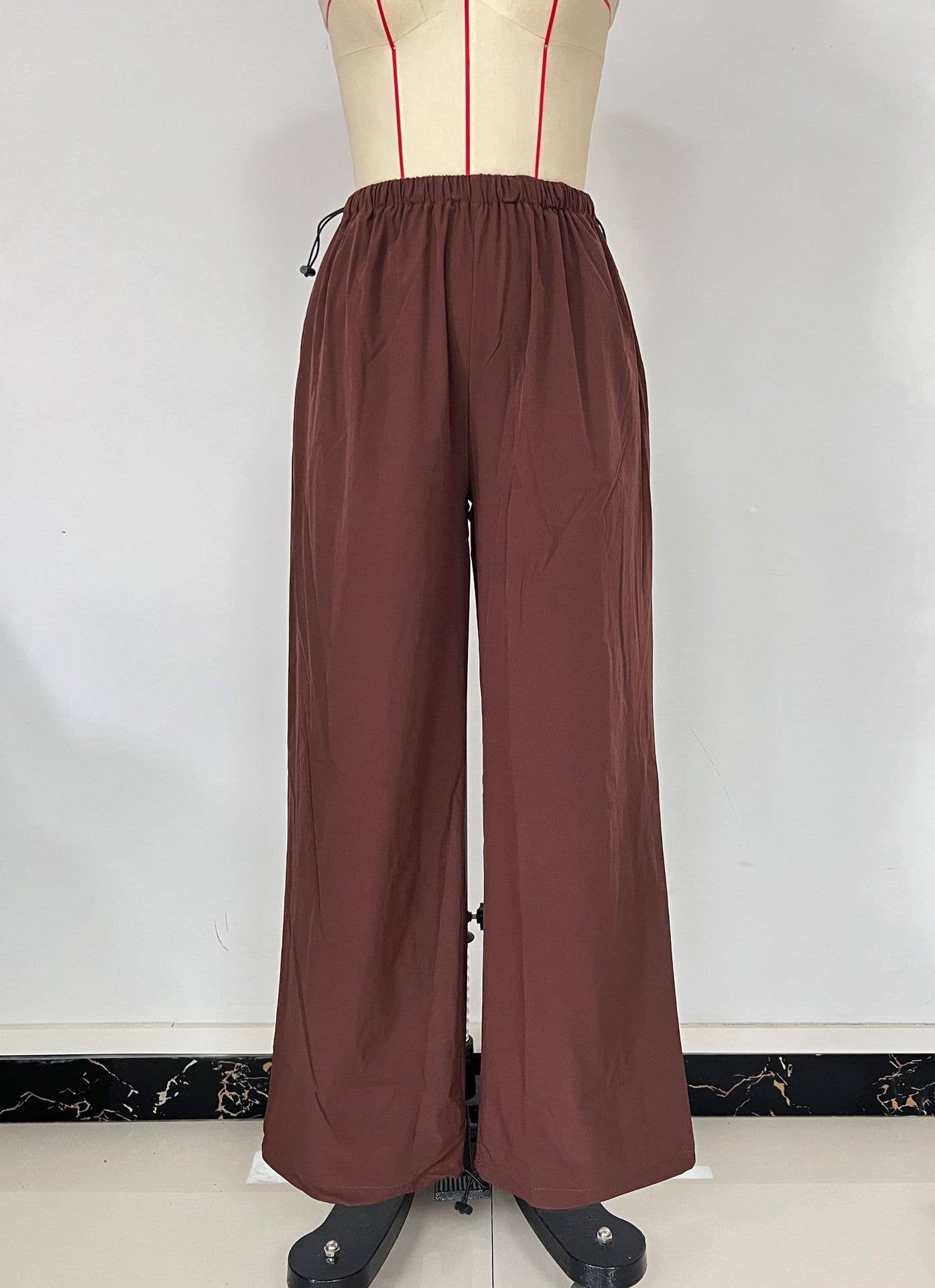 Stretched-waist wide-leg sportswear pants