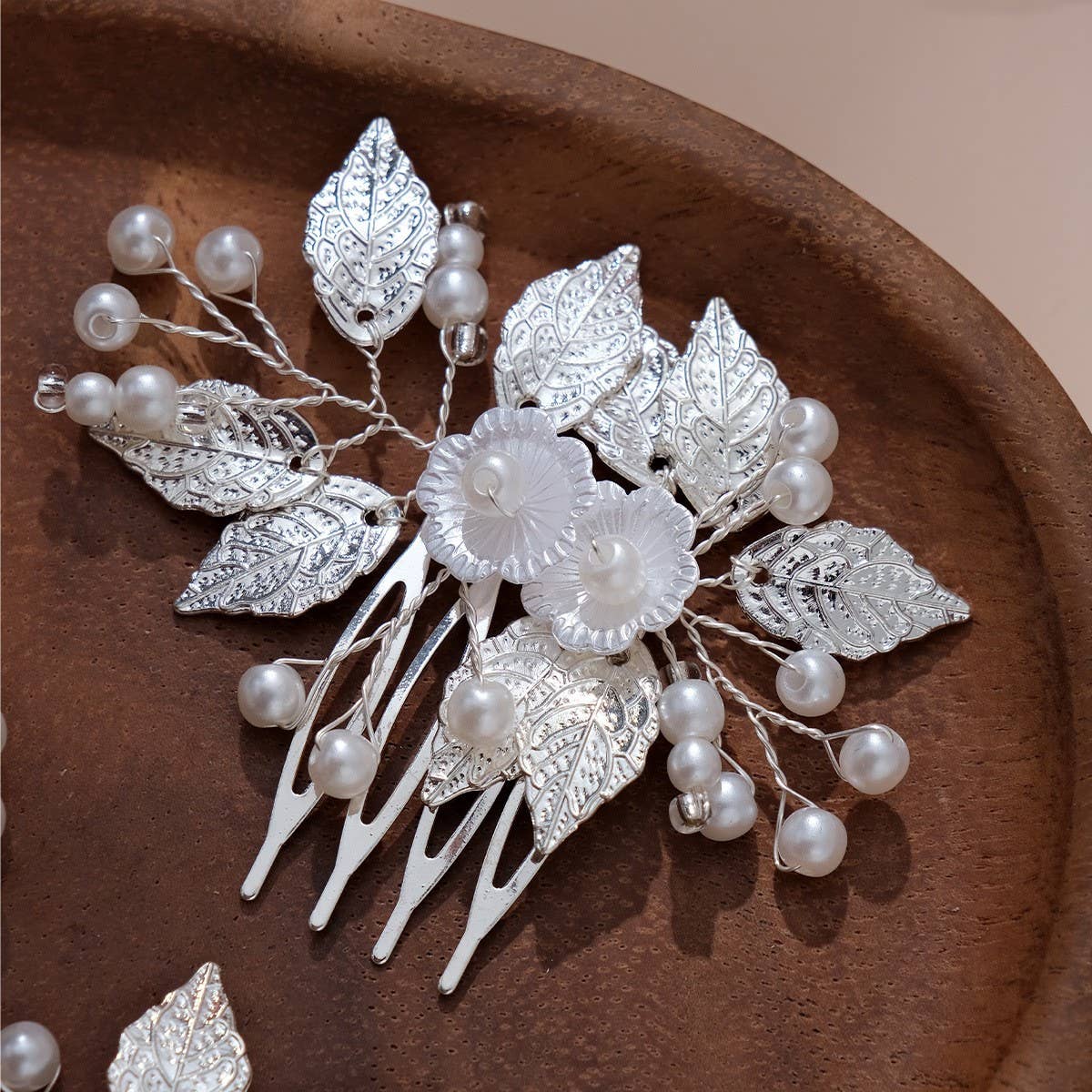 SILVER LEAF PIN BRIDAL HAIR ACCESSORIES