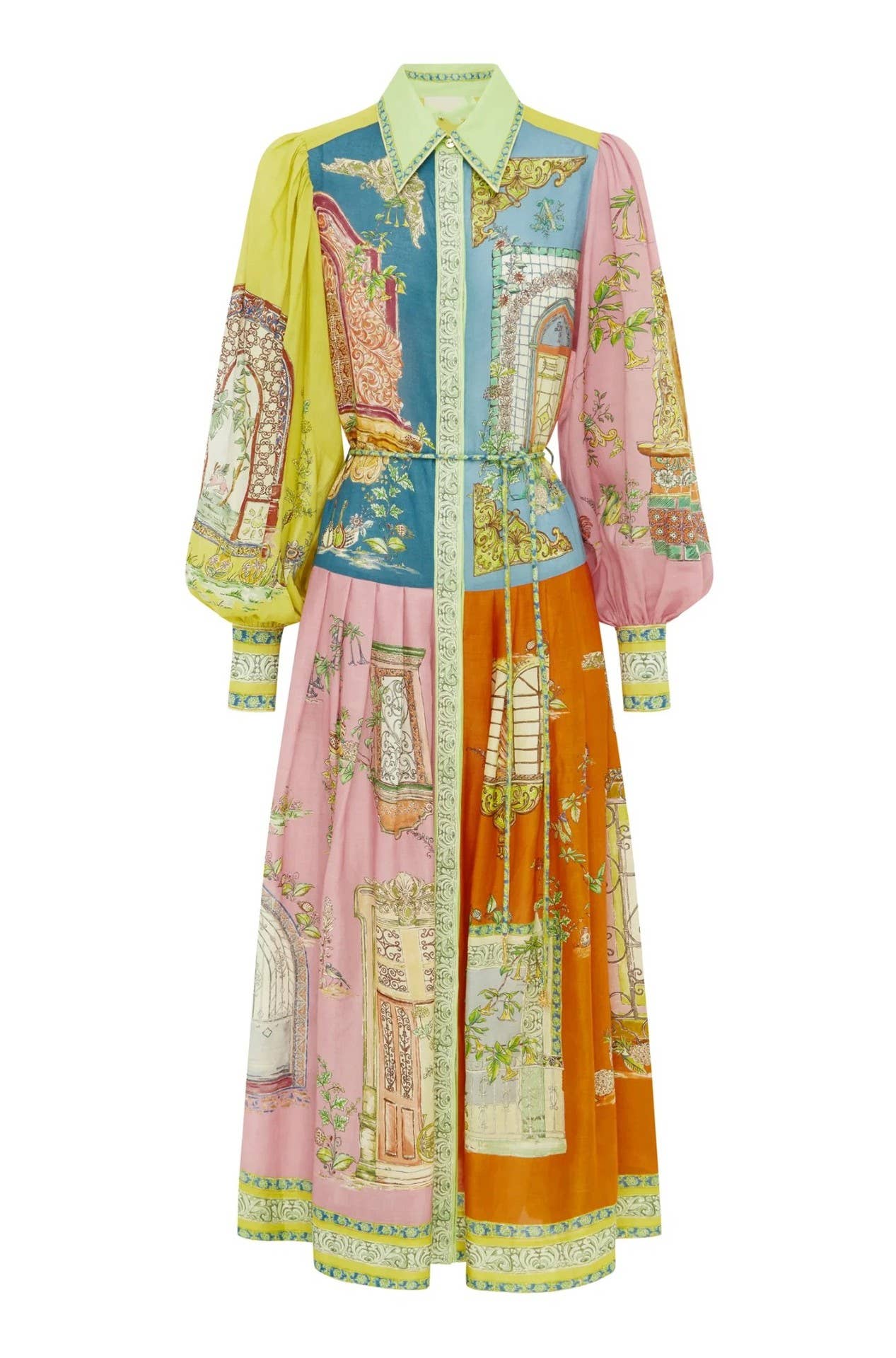 SINGLE BREASTED LANTERN SLEEVE DRESS