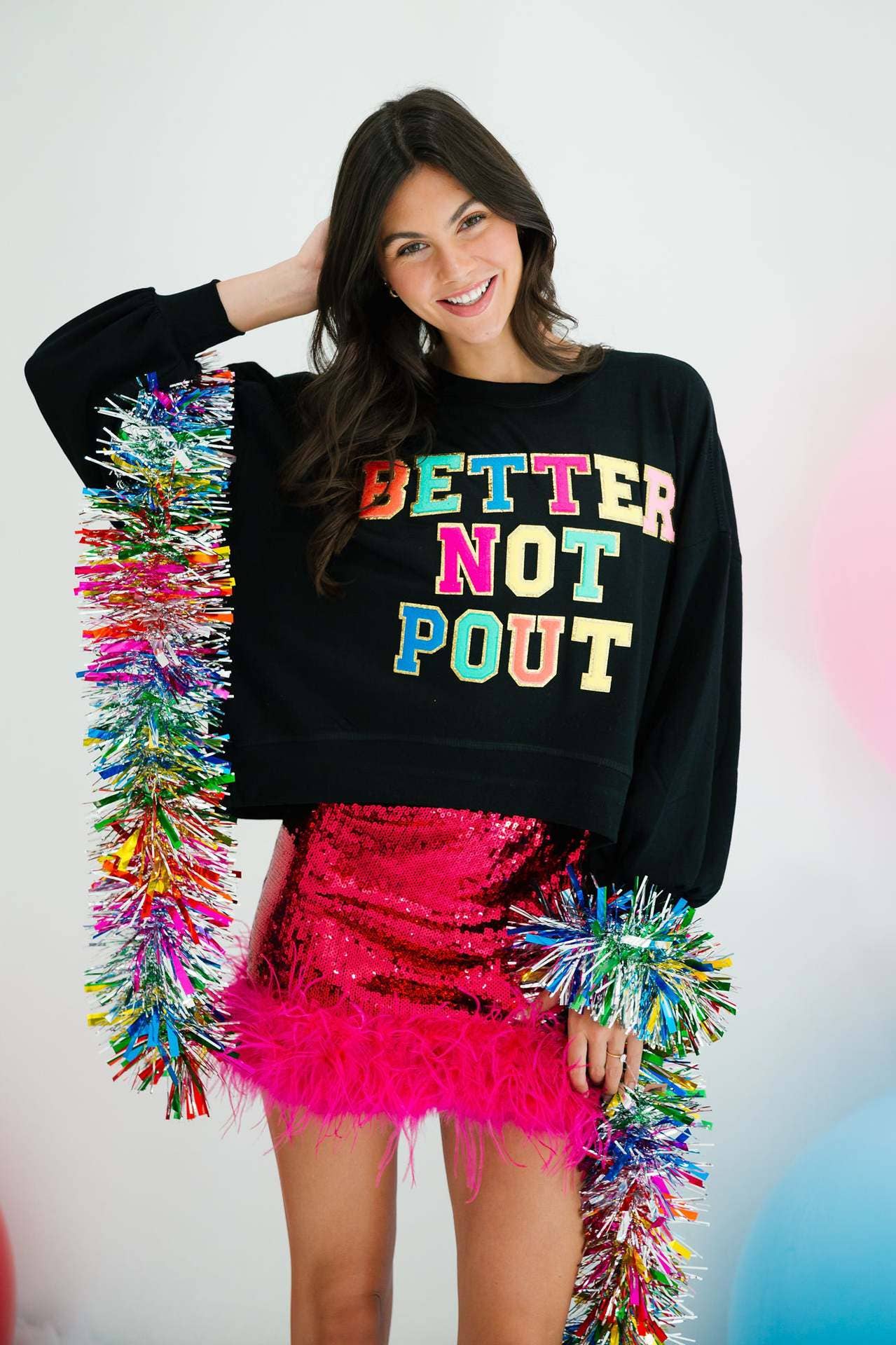 Sequined round-neck long-sleeved sweatshirt