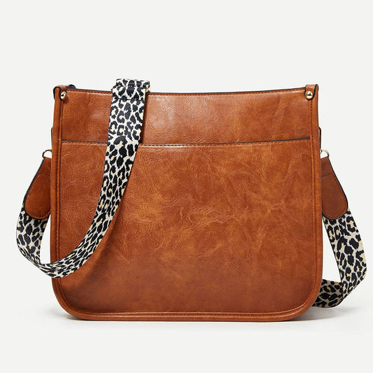 Crossbody leopard print single-shoulder tote bag