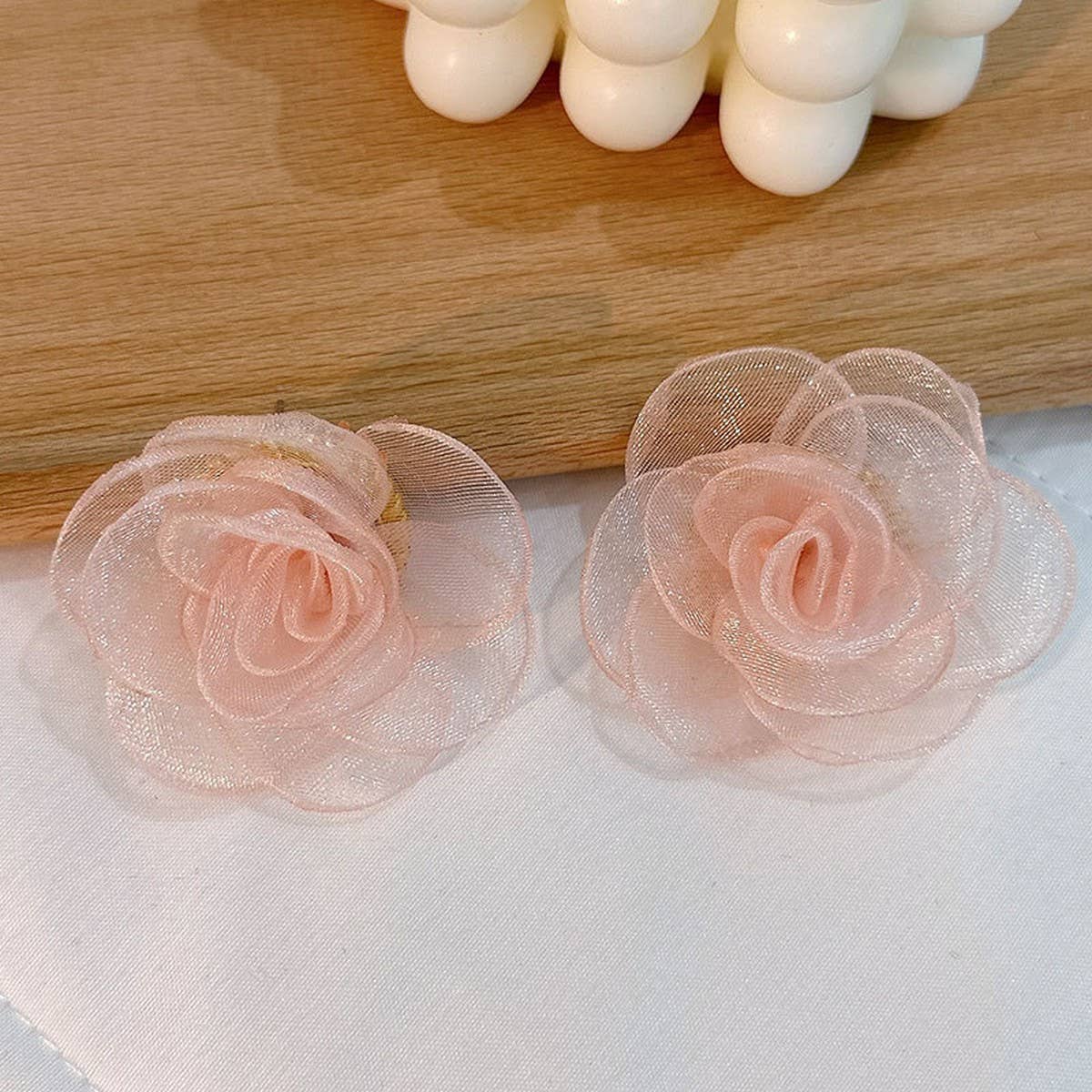 Handmade Lace Rose Stud Earrings ? Sweet & Minimal