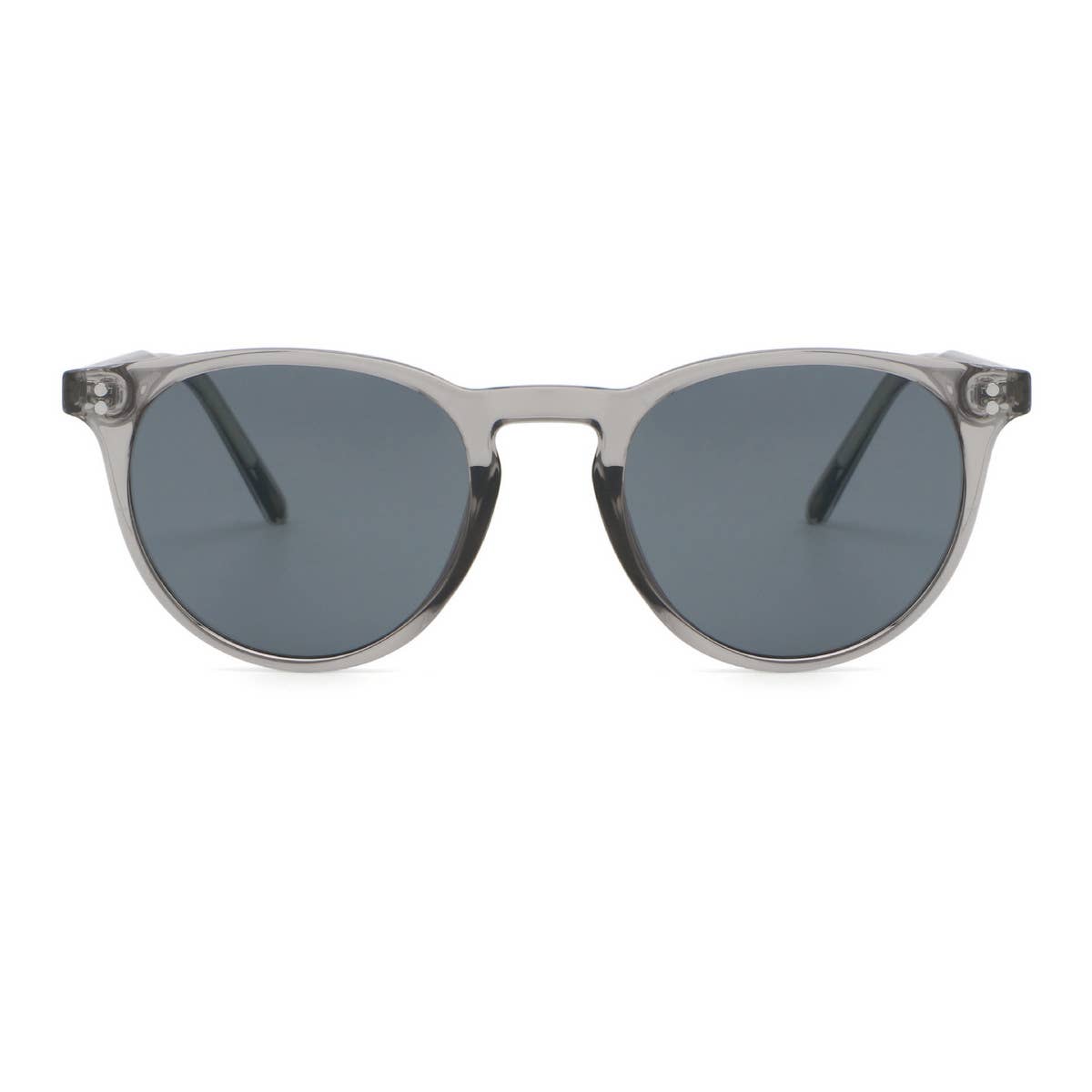 FASHIONABLE FAUX ACETATE ROUND FRAME SUNGLASSES