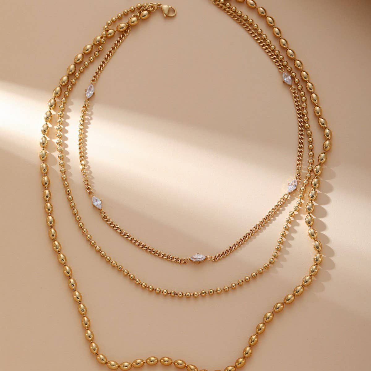 TEMPERAMENT ROUND CHAIN ZIRCON NECKLACE