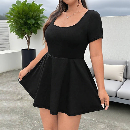 Waist-cinching dress and anti-glare shorts set