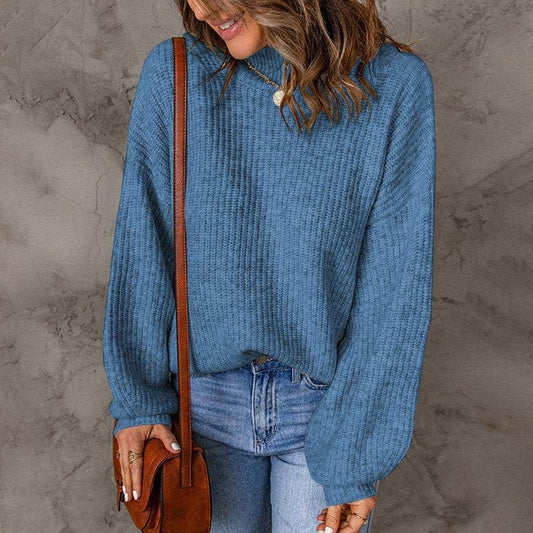 TURTLENECK SOLID COLOR PULLOVER SWEATER