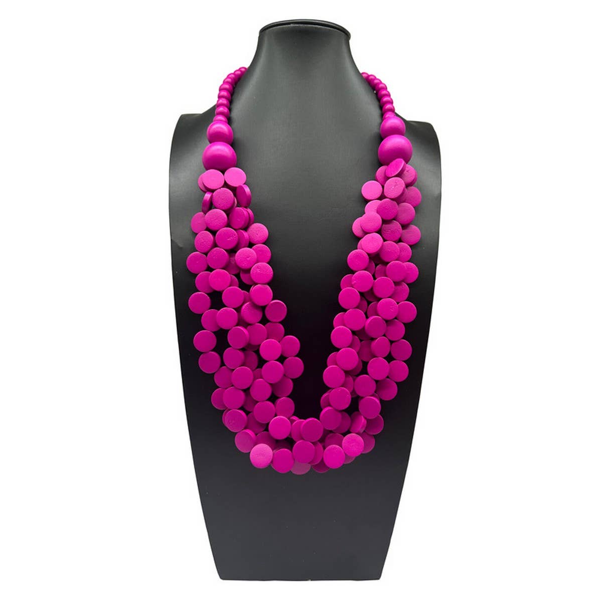 COLORFUL WOODEN BEADS MULTI-LAYERED BEADED NECKLACE