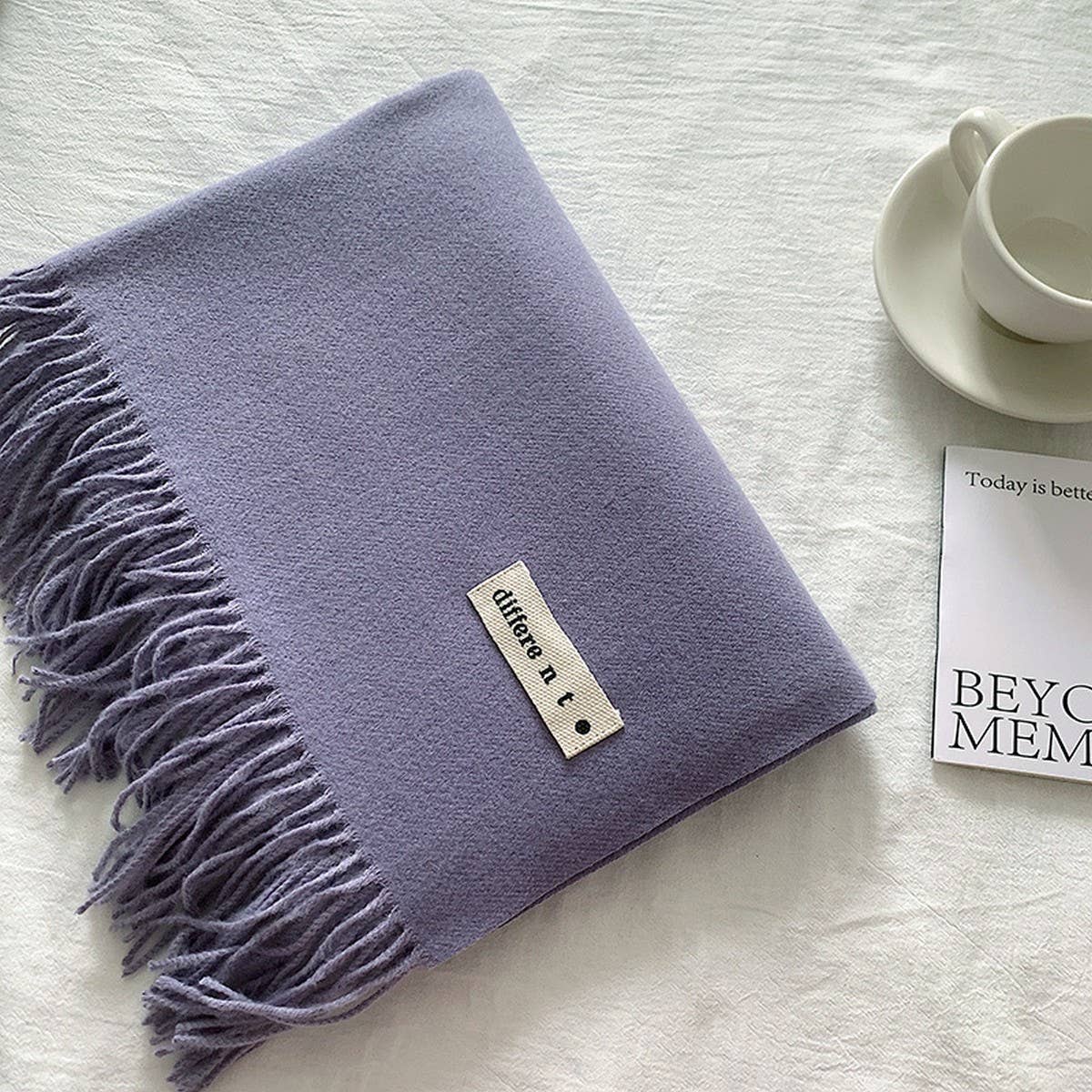 Colorblock Tassel Scarf - Thick Wrap for Students