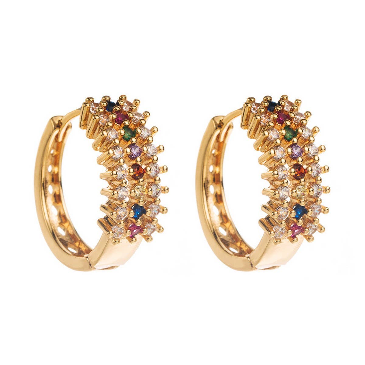 Gold-Plated CZ Hoop Earrings Women¡¯s Chic Style