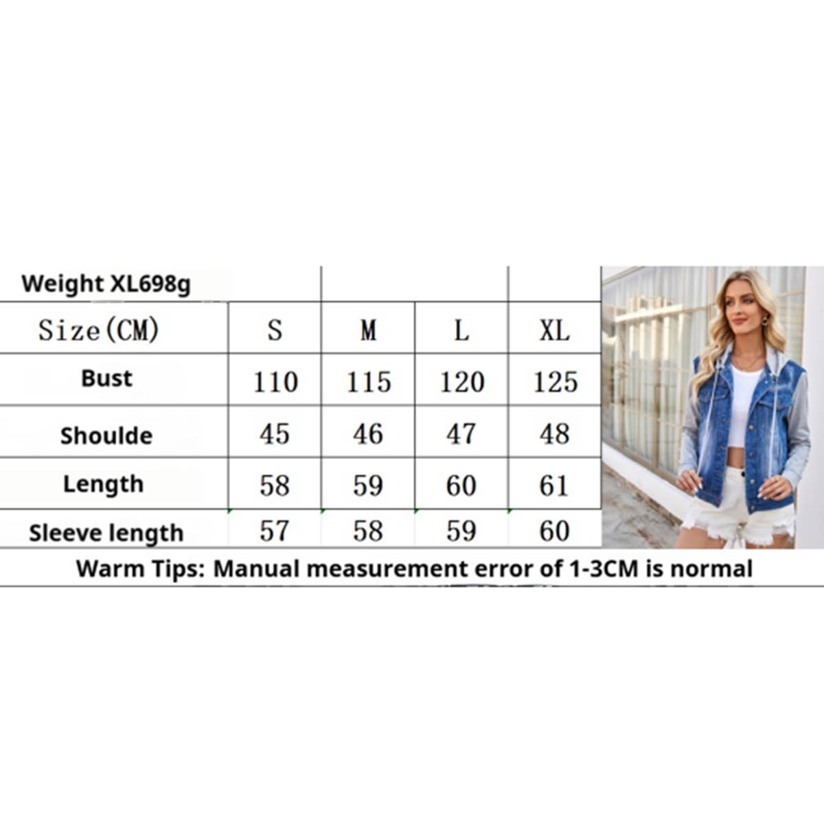 Washed Patchwork Long Sleeve Denim Jacket