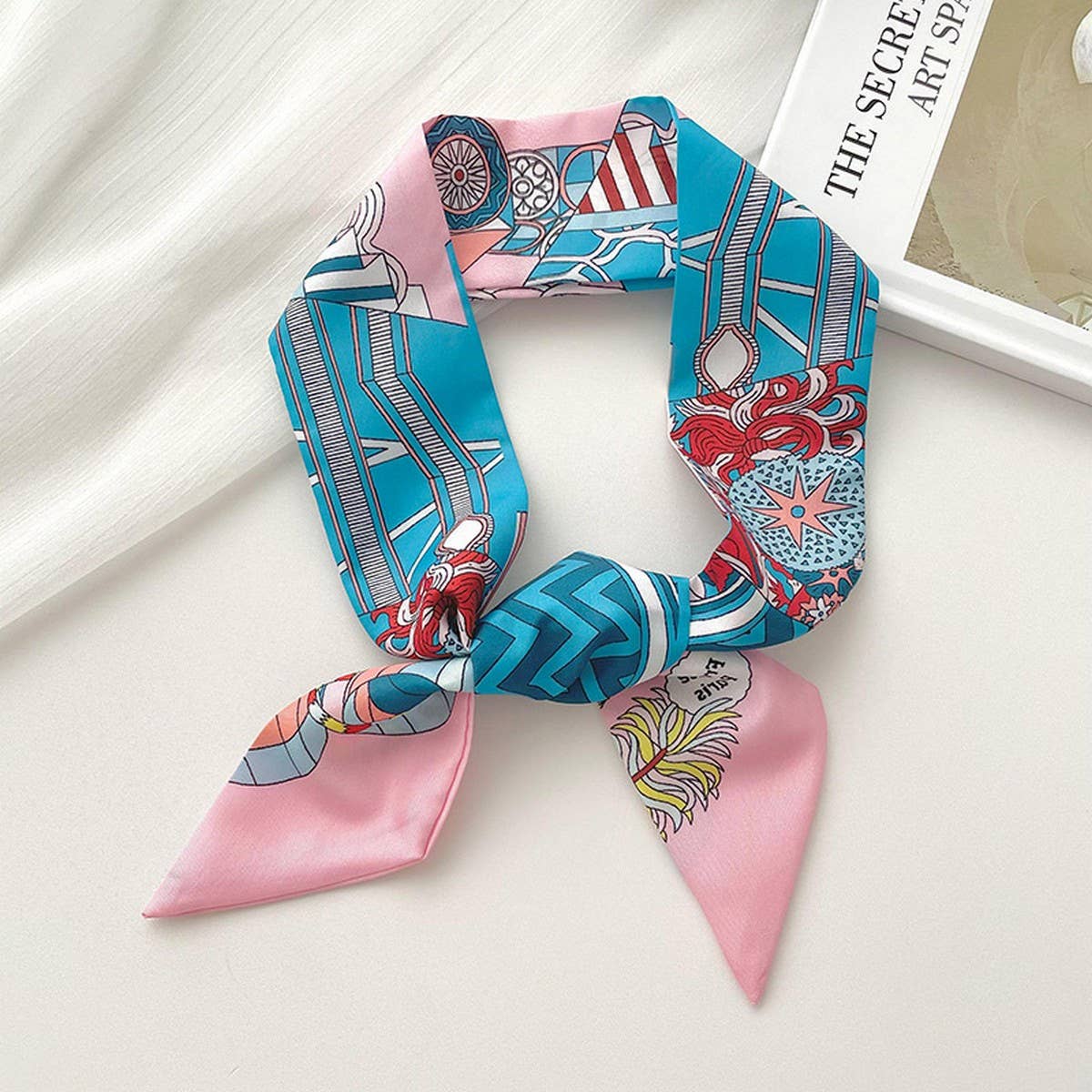 RETRO LONG TIE BAG HANDLE RIBBON SCARF_CWASC0722