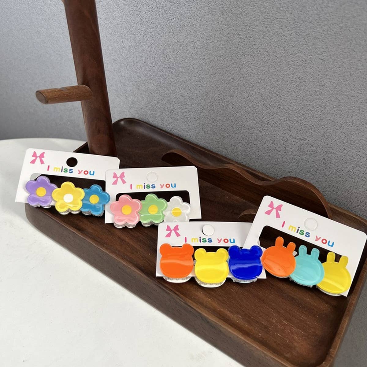 CHILDREN'S BUNNY EAR BEAR 3-PACK FLOWER HAIRPINS