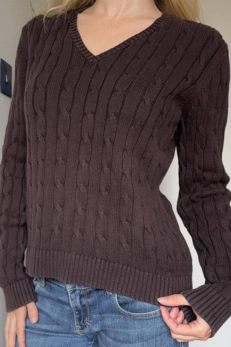 CWOSWL07534_CASUAL LONG-SLEEVED SOLID COLOR KNITTED TOP