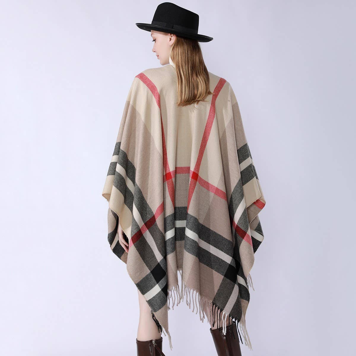 NEW WINTER WARM GRADIENT PLAID TASSEL SHAWL_CWMM2090