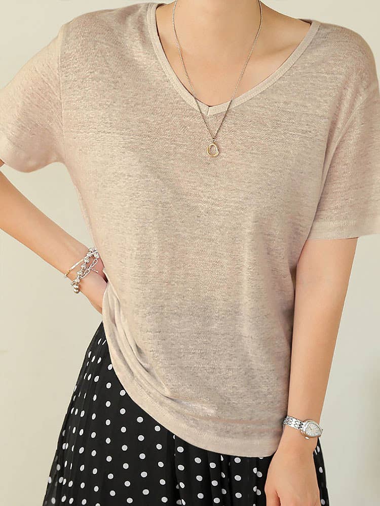 SIMPLE COTTON LINEN LOOSE BASE SHIRT
