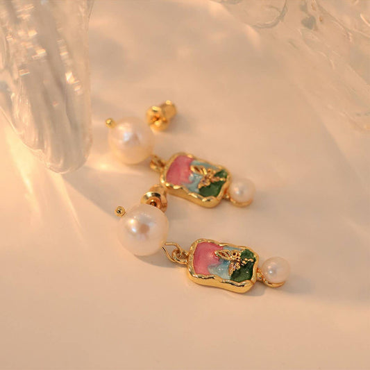 NEW NATURAL PEARL VINTAGE EARRINGS FOR WOMEN