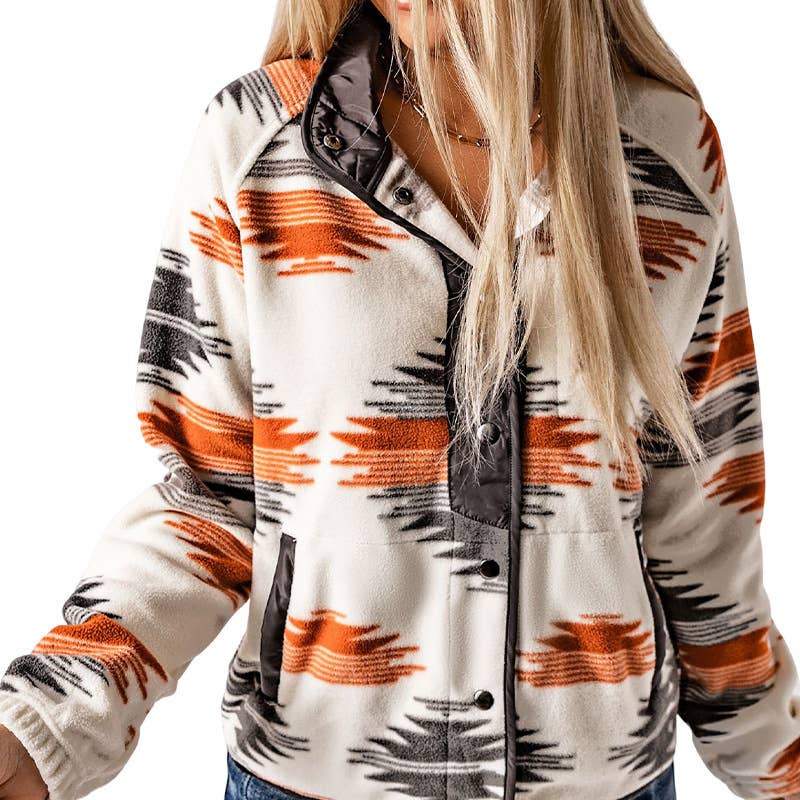 ETHNIC PRINT STYLISH CONTRASTING COLOR JACKET