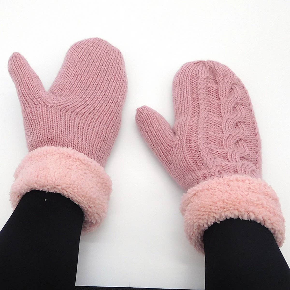 ADULT KNITTED MITTENS WITH PLUSH RABBIT GLOVES_CWAG0253