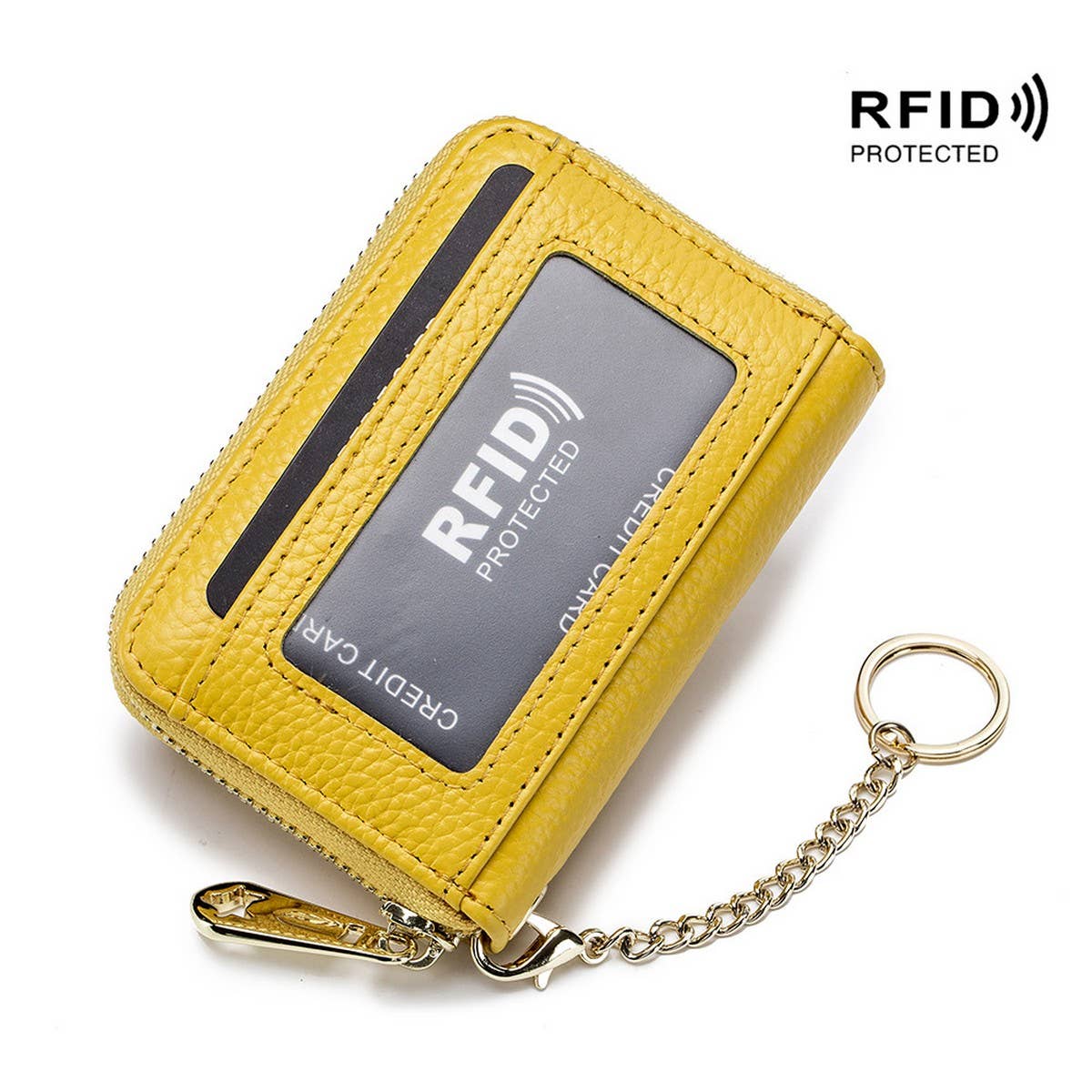 ZIPPER KEY CASE GENUINE LEATHER CARD HOLDER_CWAB3870
