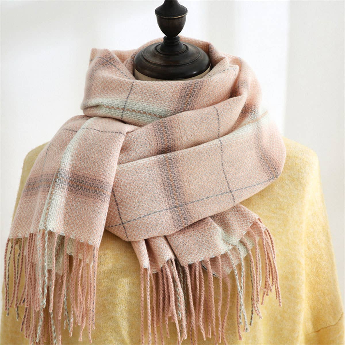 Plaid Winter Scarf-Soft Thickened Shawl for Women_CWASC0181