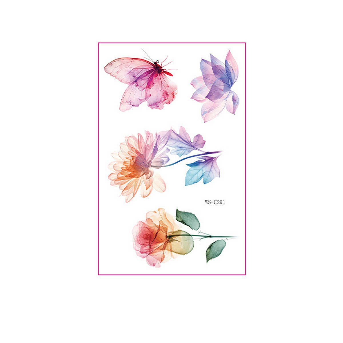 Watercolor Flower Tattoos for Hand & Collarbone