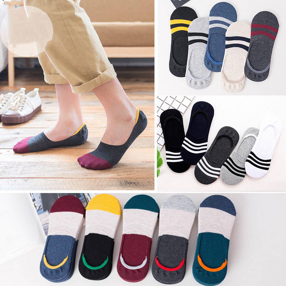 MEN'S SHALLOW COTTON BREATHABLE INVISIBLE SOCKS