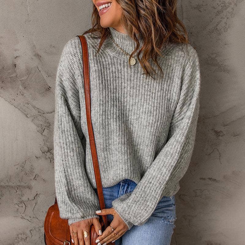 TURTLENECK SOLID COLOR PULLOVER SWEATER