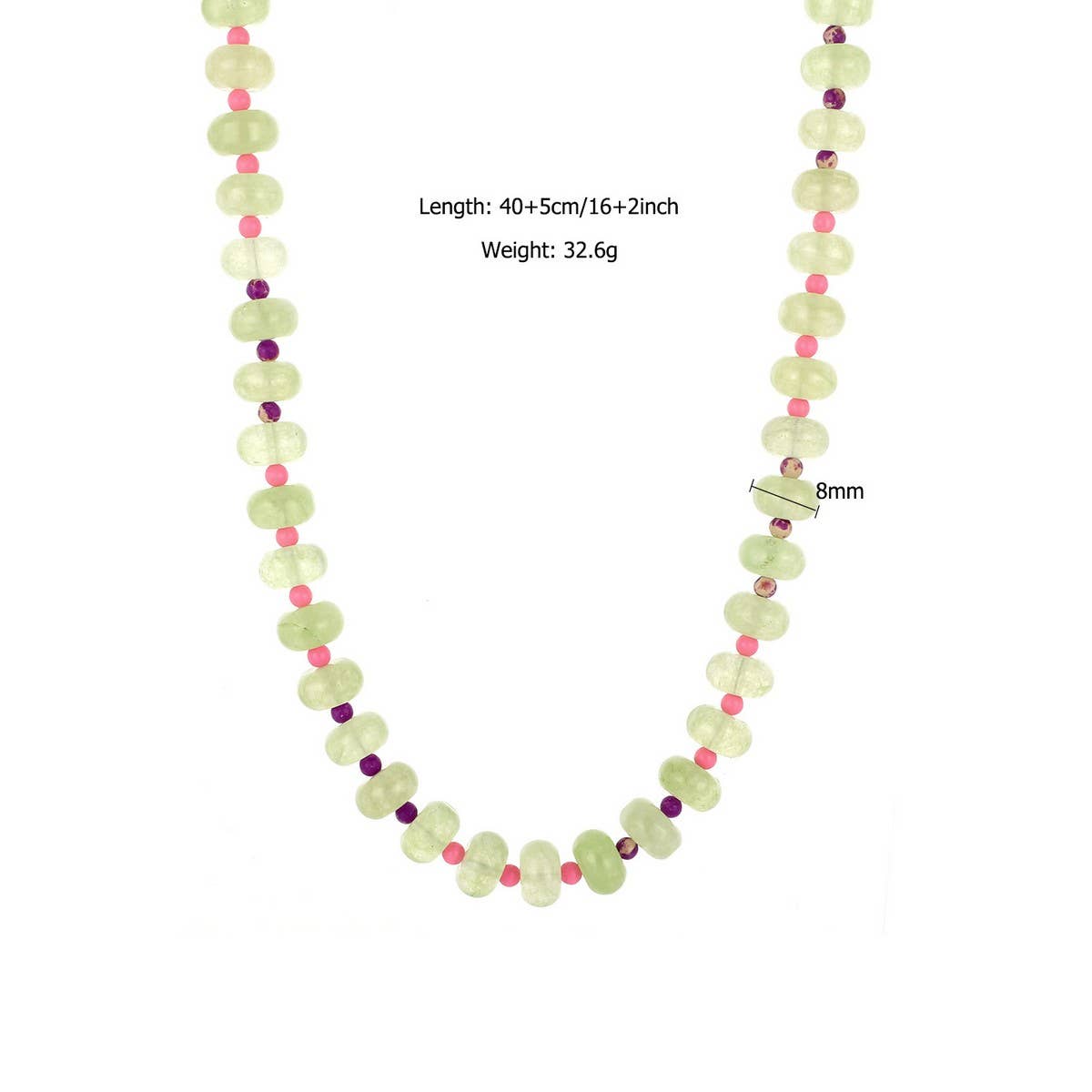 Pink-Green Natural Stone Beaded Necklace_CWMM8839