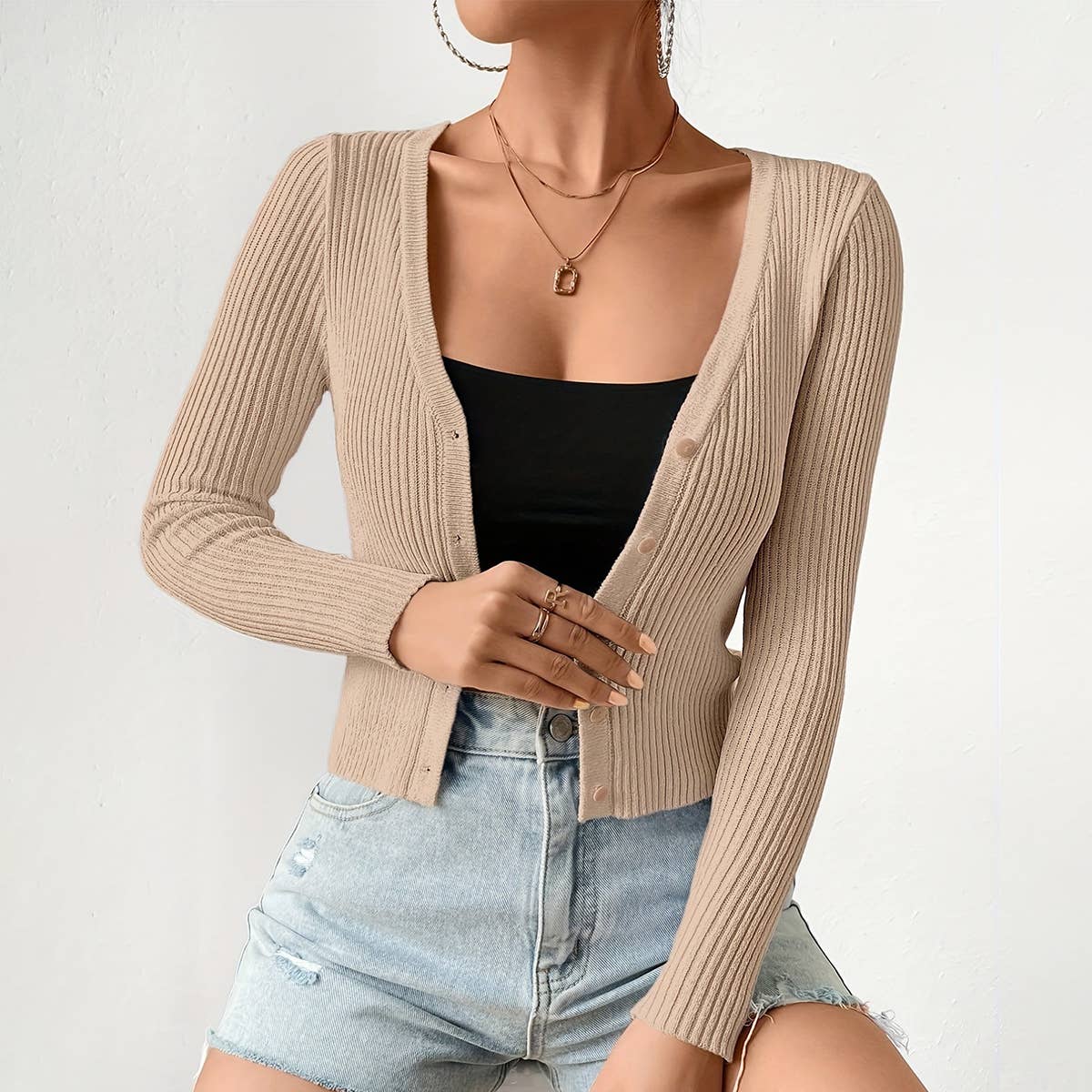 SINGLE-BREASTED CARDIGAN SOLID COLOR KNIT COAT