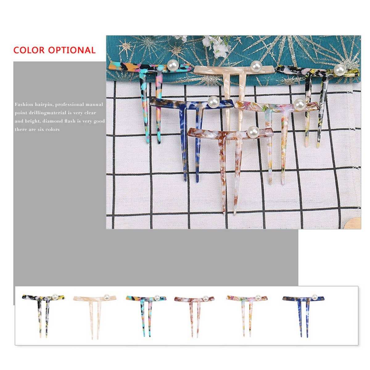 HAIRPIN ACETATE HAIRPIN INK TWO-TOOTH HAIRPIN