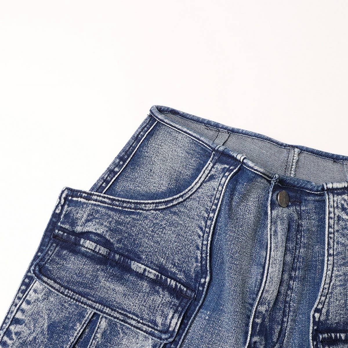 MID RISE STRAIGHT MULTI POCKET DESIGN CASUAL JEANS