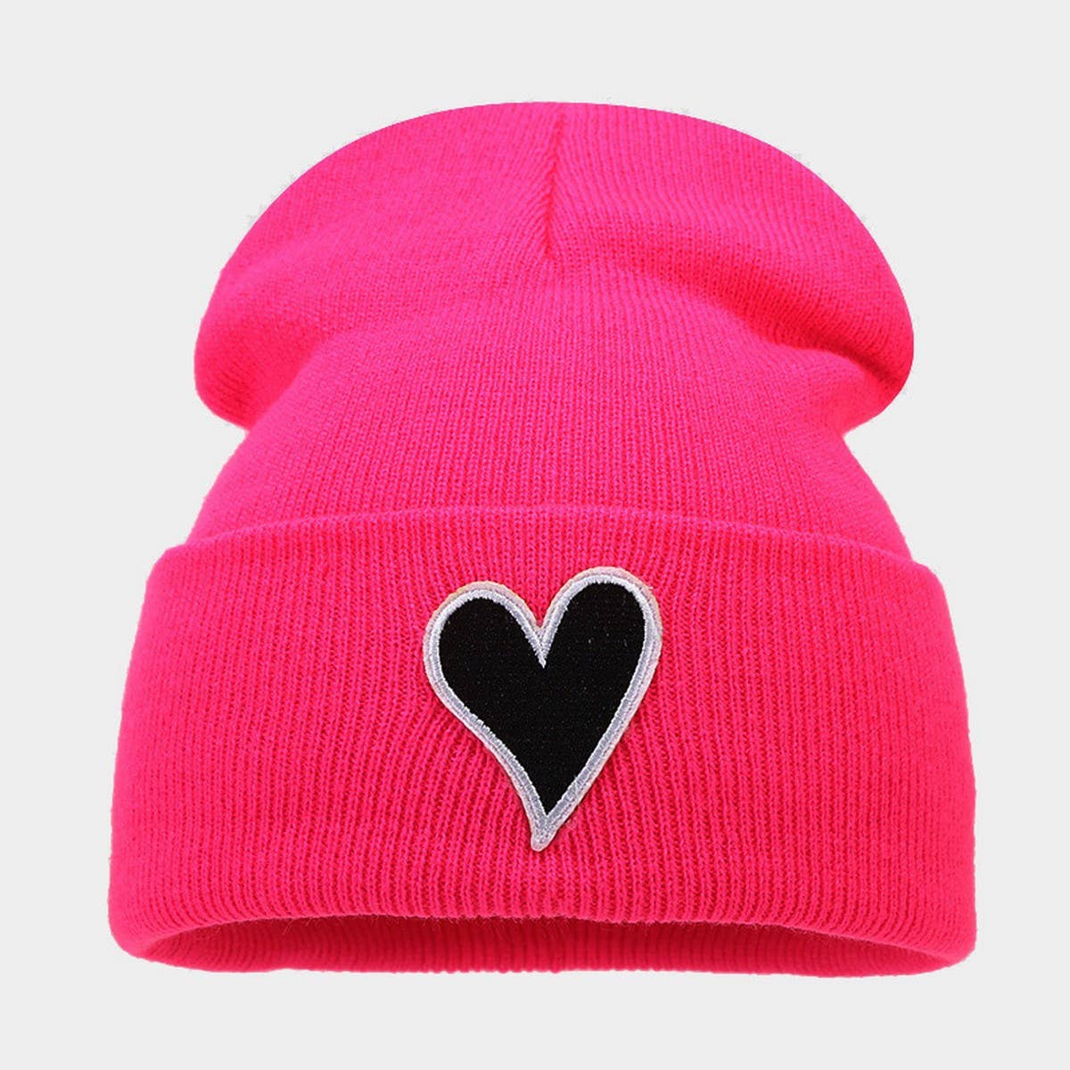 FASHIONABLE WARM KNITTED HAT WITH HEART STICKERS_CWAH2121