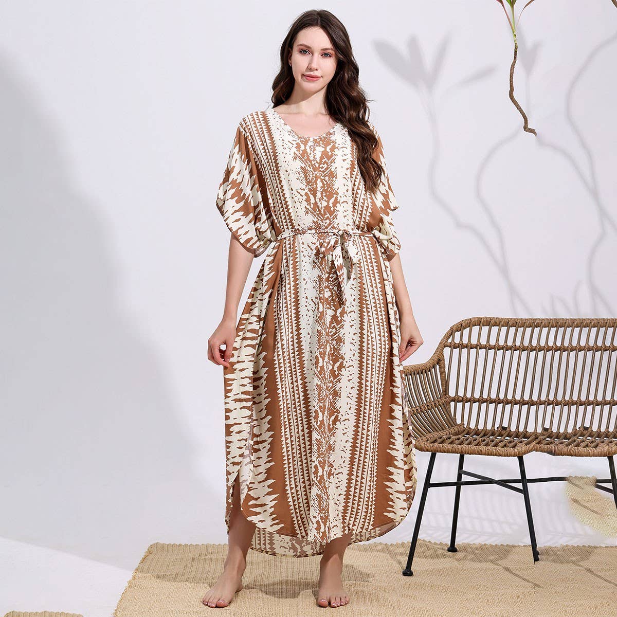 Snake Print Cotton Blend Beach Cover-Up_CWMM6144