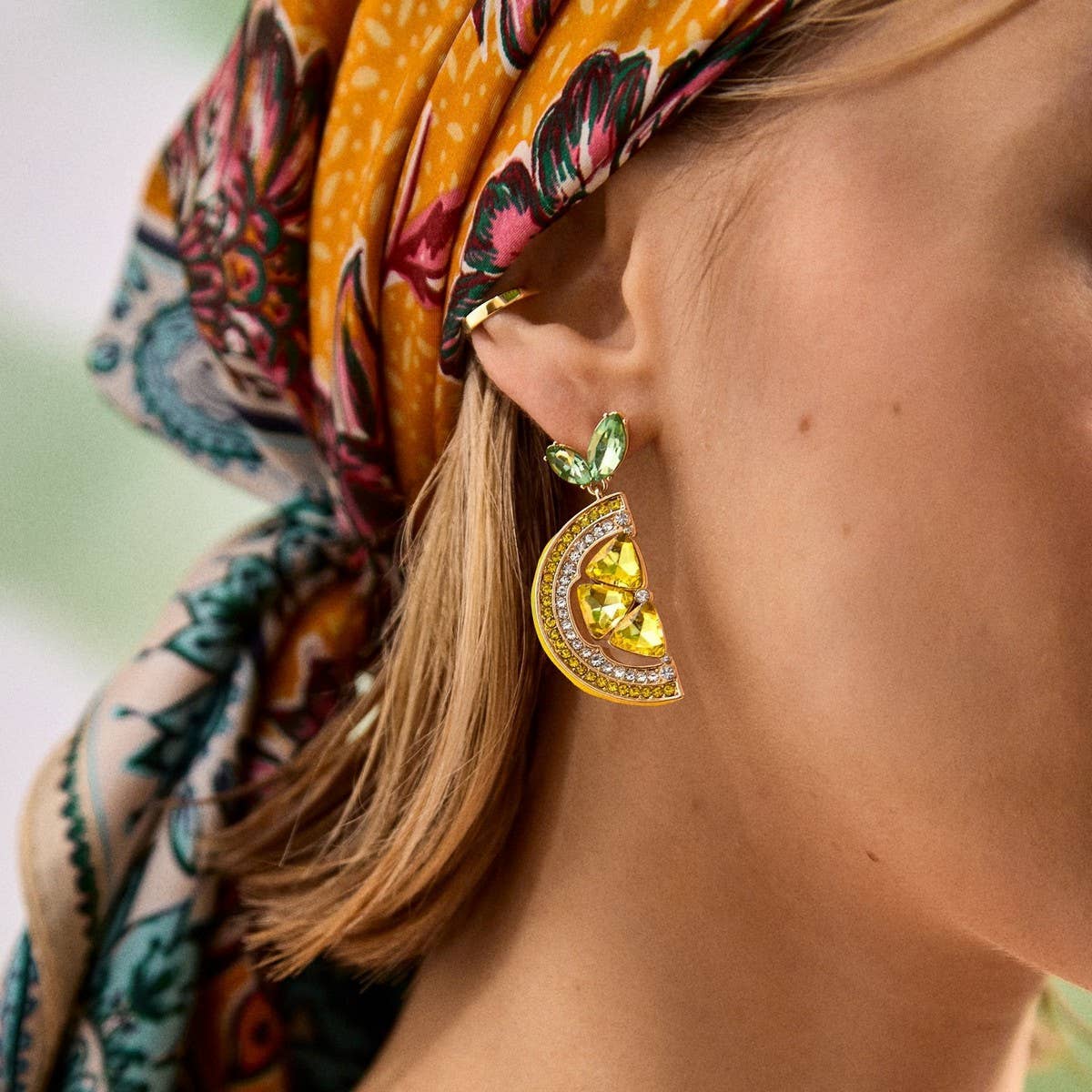 Summer Beach Fruit Stud Earrings Full CZ Copper_CWAJE5106