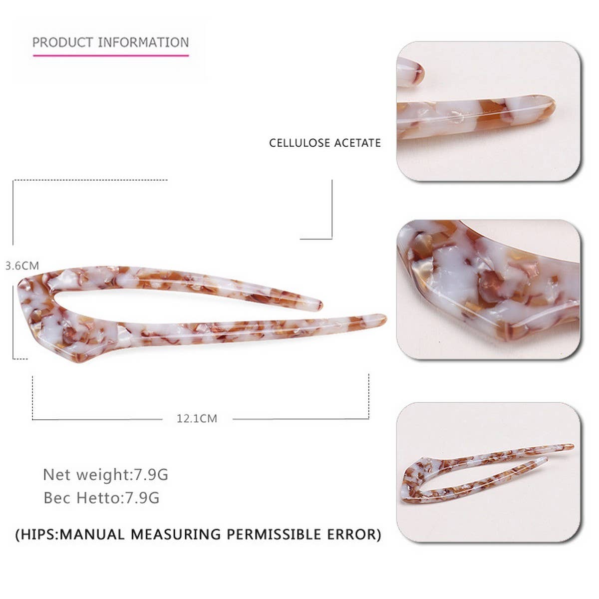 BALL HAIR STYLING FIXER LEOPARD PRINT USHAPED CLIP_CWAHA4213