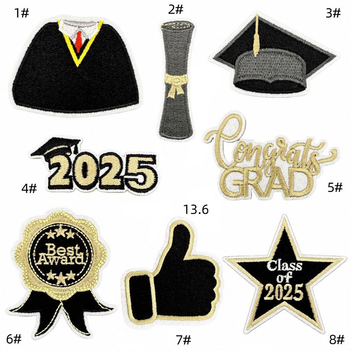 BLACK AND GOLD GRADUATION SEASON EMBROIDERED PATCH_CWMM4057
