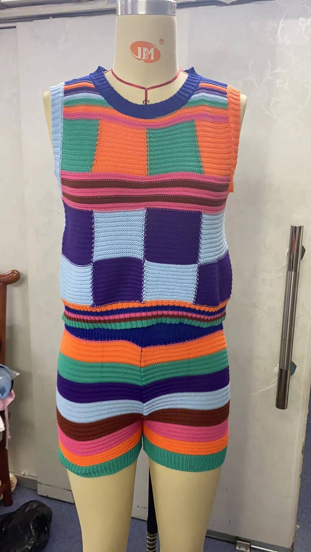 VEST HIGH WAIST SLIM LIFT HIP SHORT KNIT SUIT